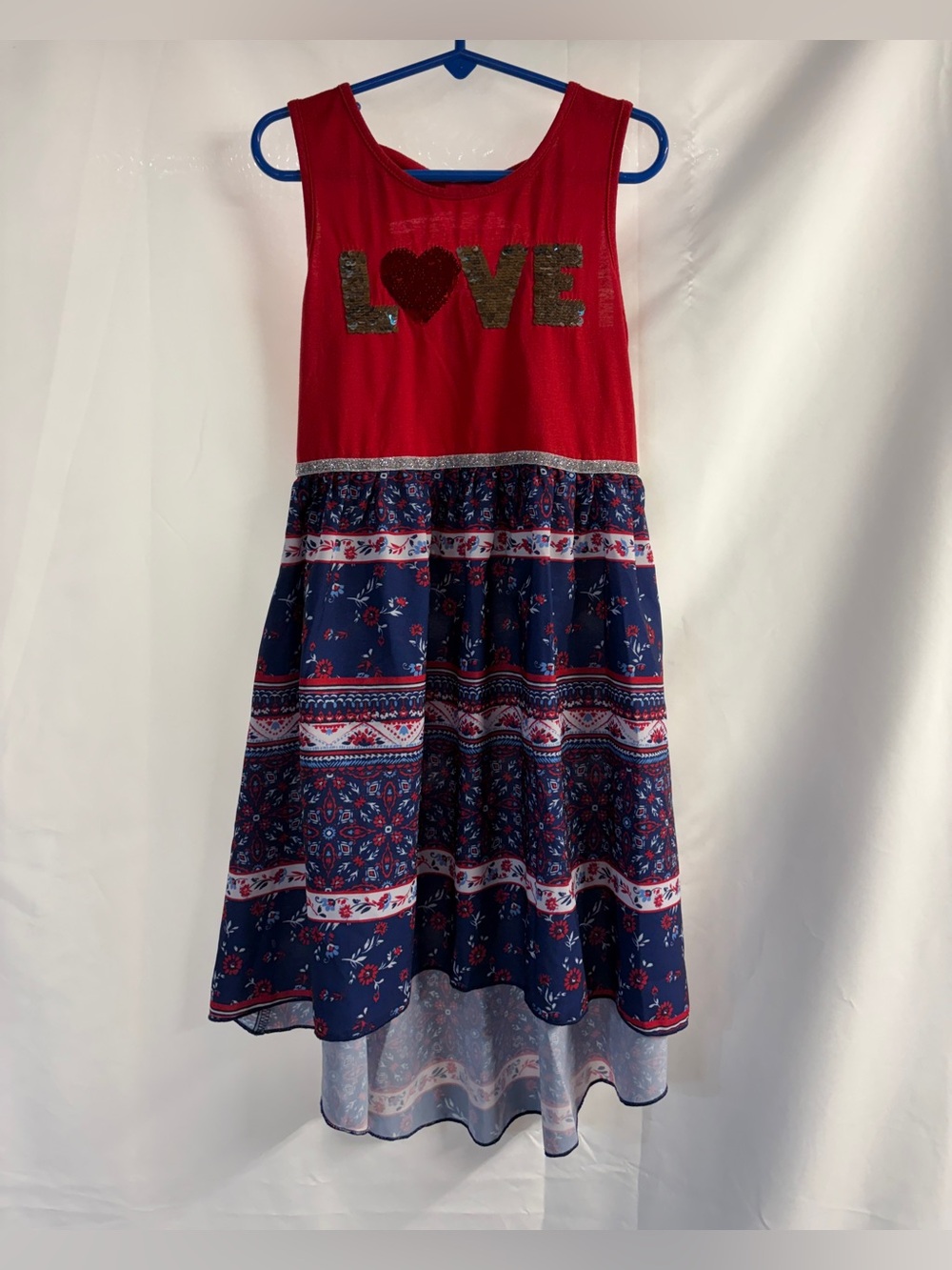 Girls patriotic sleeveless dress size medium 7/8